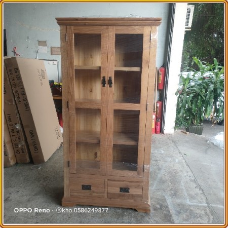 French Oak - 90cm : Kệ 2 Cánh Kính Gỗ Sồi + 2 Ngăn Kéo French Oak - 90cm : Kệ 2 Cánh Kính Gỗ Sồi + 2 Ngăn Kéo